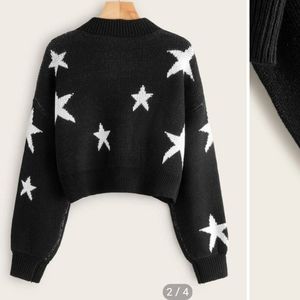 ZAFUL Star Drop Shoulder Jumper Sweater - Red Wine💙💙